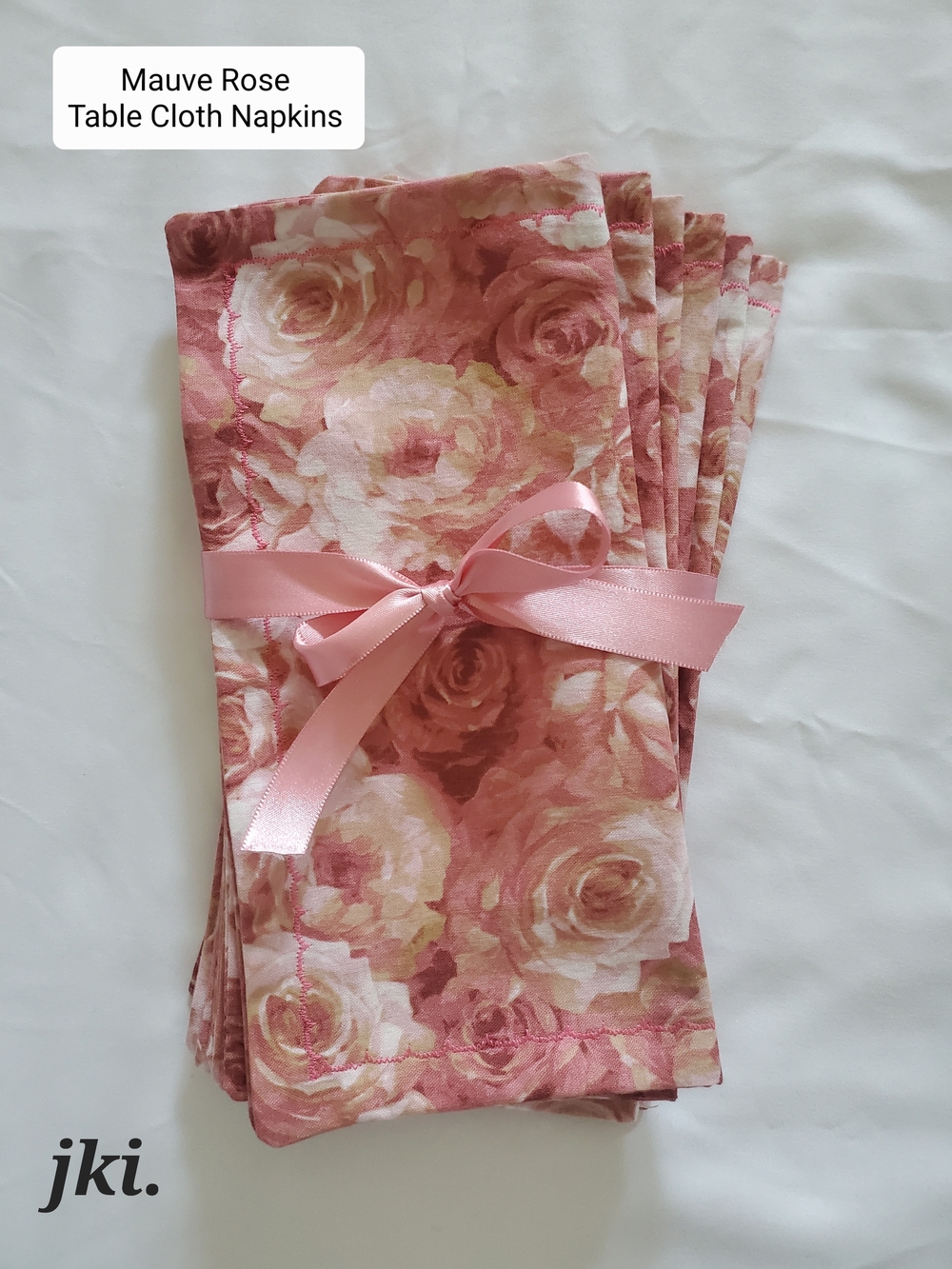 6/set Mauve Rose Table Cloth Napkins 100% Cotton